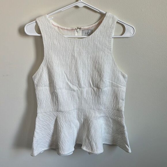 Anthropologie | HD in Paris White Peplum Sleeveless Top - Picture 1 of 8